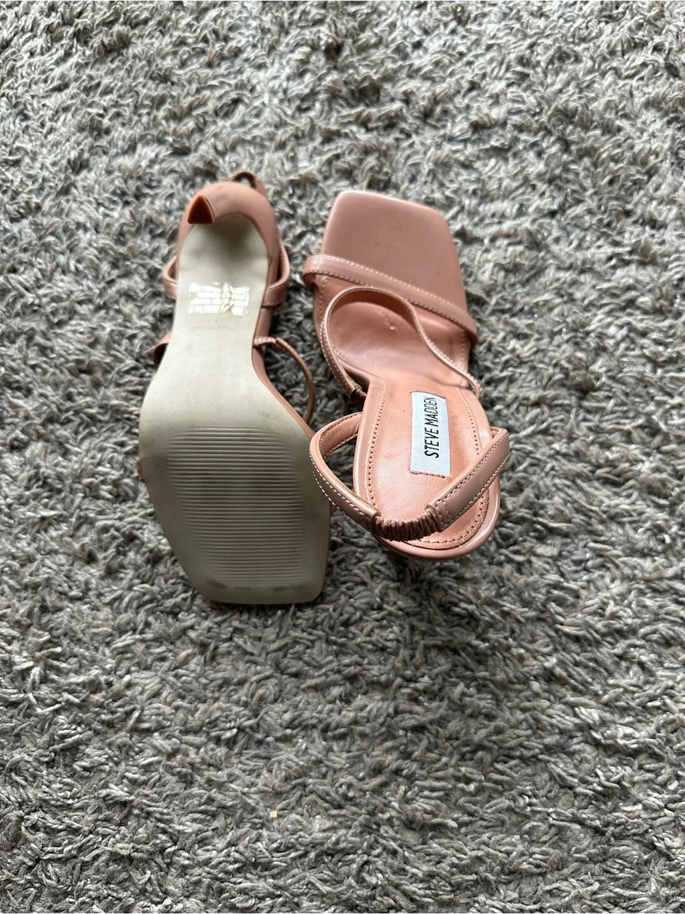 Steve Madden Nude Strappy Square-Toe Heels